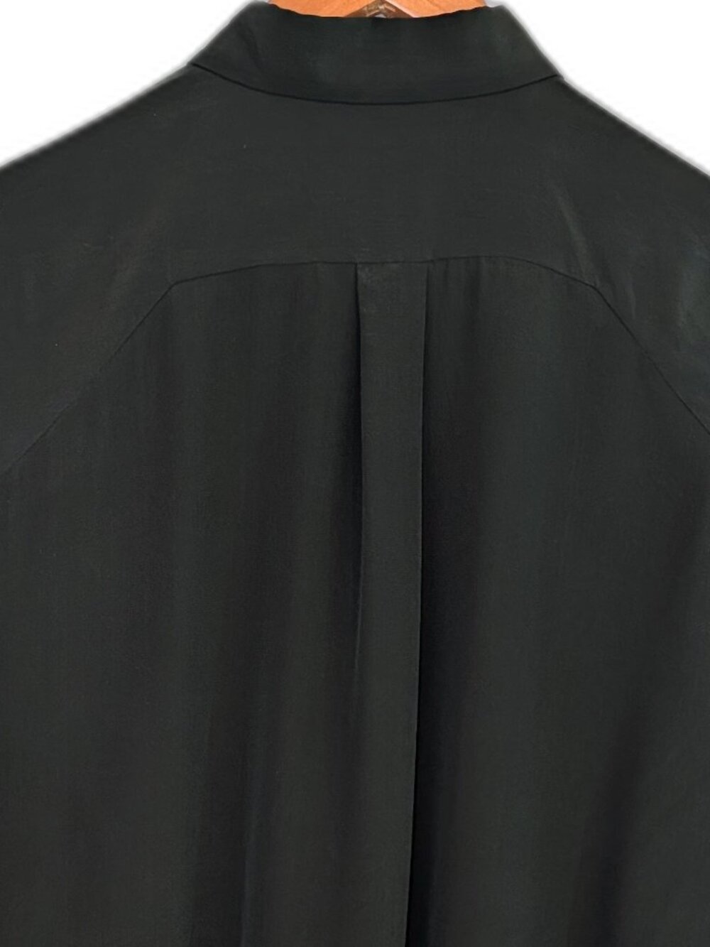 & Other Stories | 100% Silk Straight Fit Blouse Button Down Forest Green Size 8 - Picture 7 of 11
